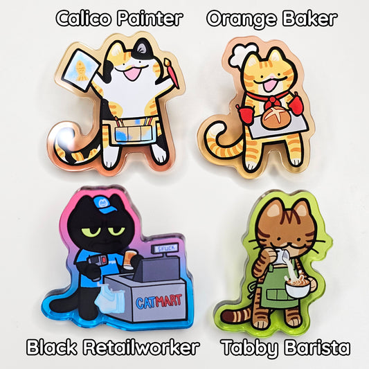 Working Cats Acrylic Pin
