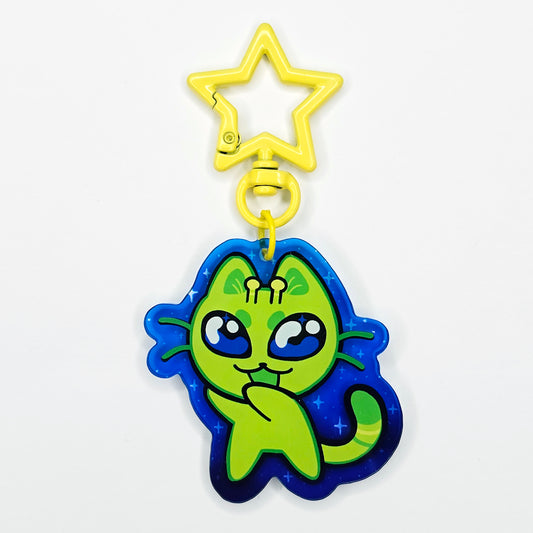 Dancing Alien Cat Keychain