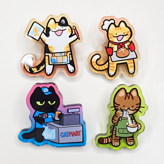 Working Cats Acrylic Pin