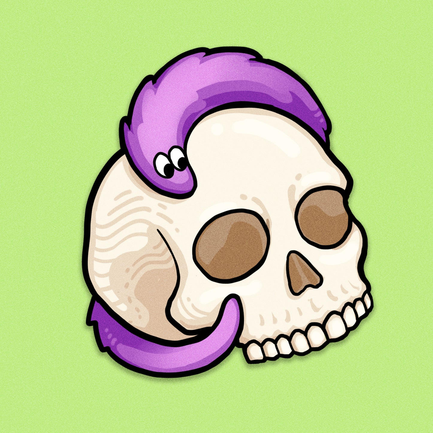 Worm and Skull Sticker