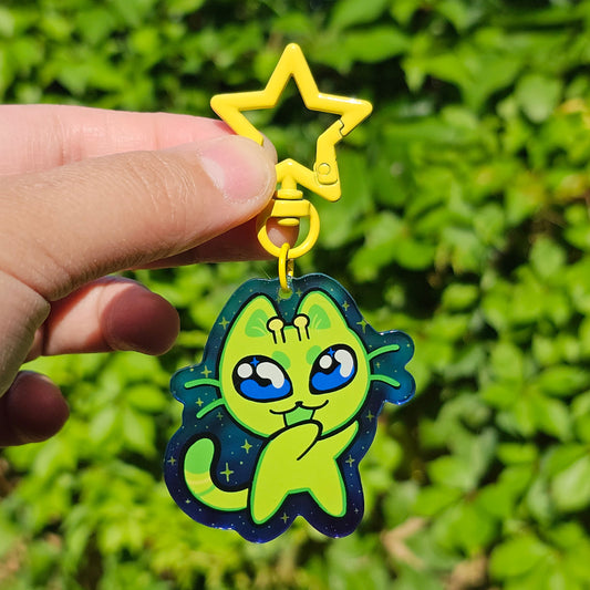 Dancing Alien Cat Keychain