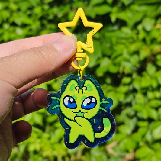 Dancing Alien Cat Keychain