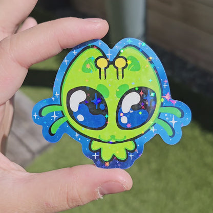 Holographic Alien Cat Sticker