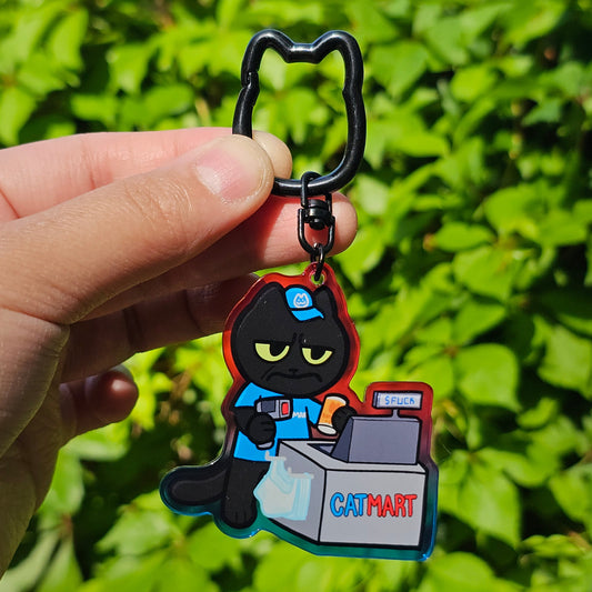 Retail Worker Cat Keychain