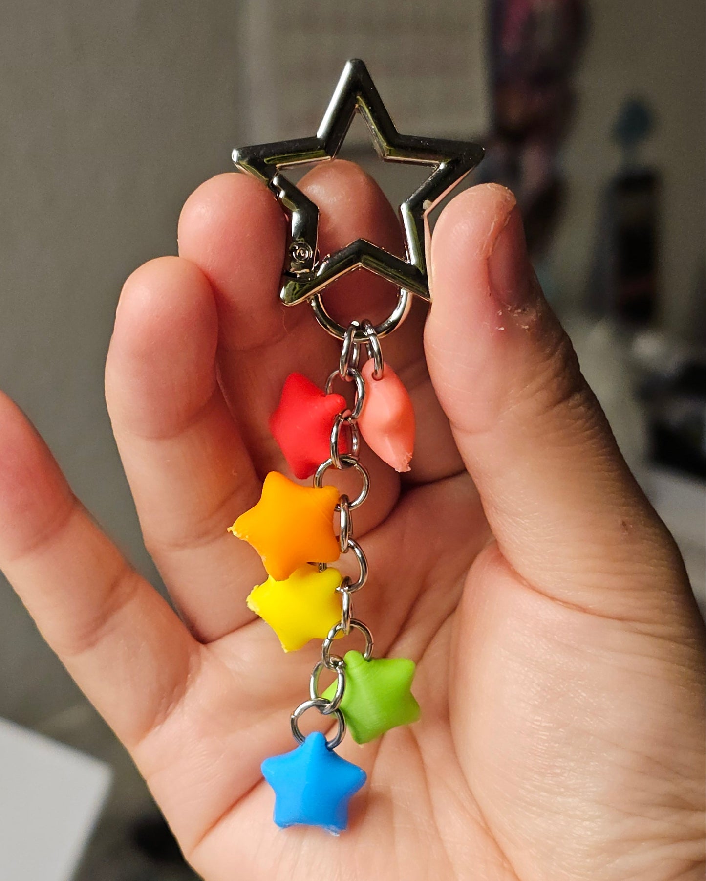 Rainbow Star Charm Keychain