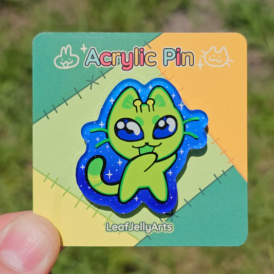 Dancing Alien Cat Acrylic Pin