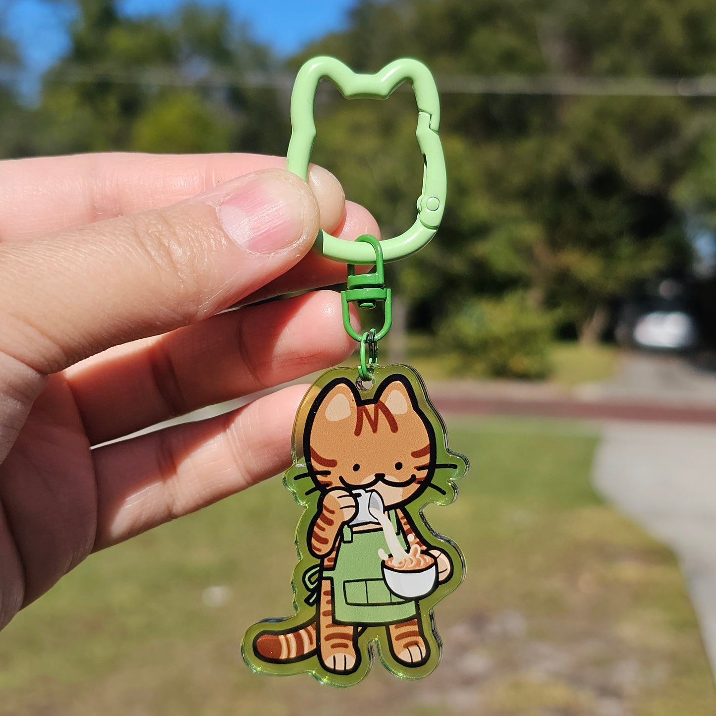 Barista Tabby Cat Keychain