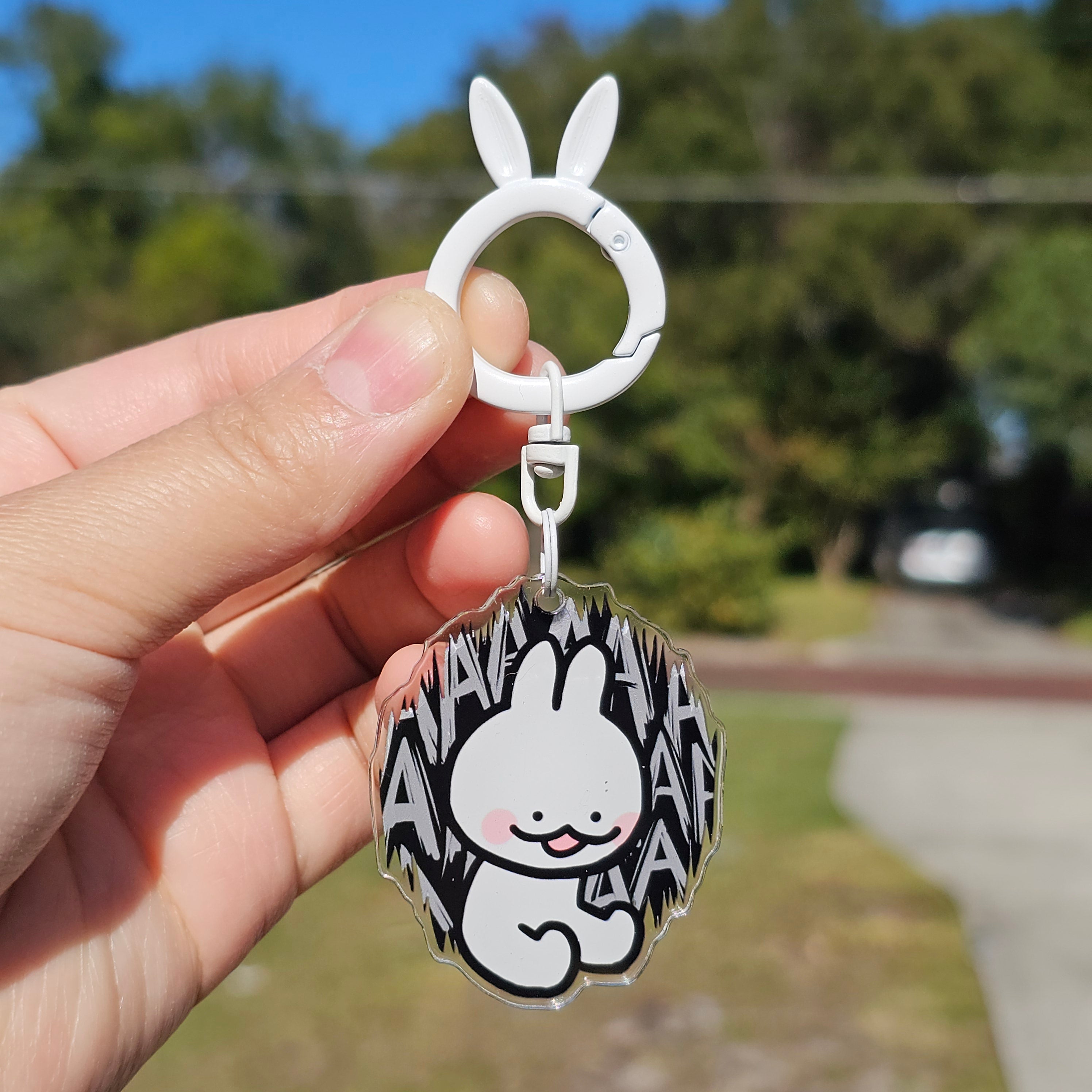 Screaming Bunny Keychain – LeafJellyArts