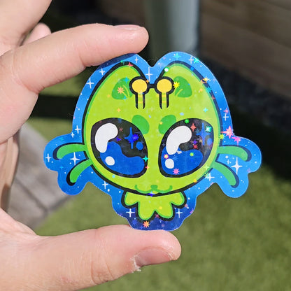 Holographic Alien Cat Sticker