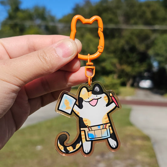 Painter Calico Cat Keychain
