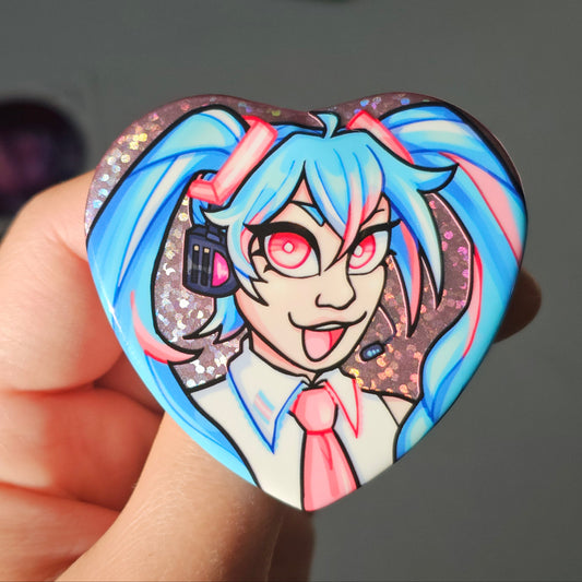 Holo Trans Miku Heart  Pin